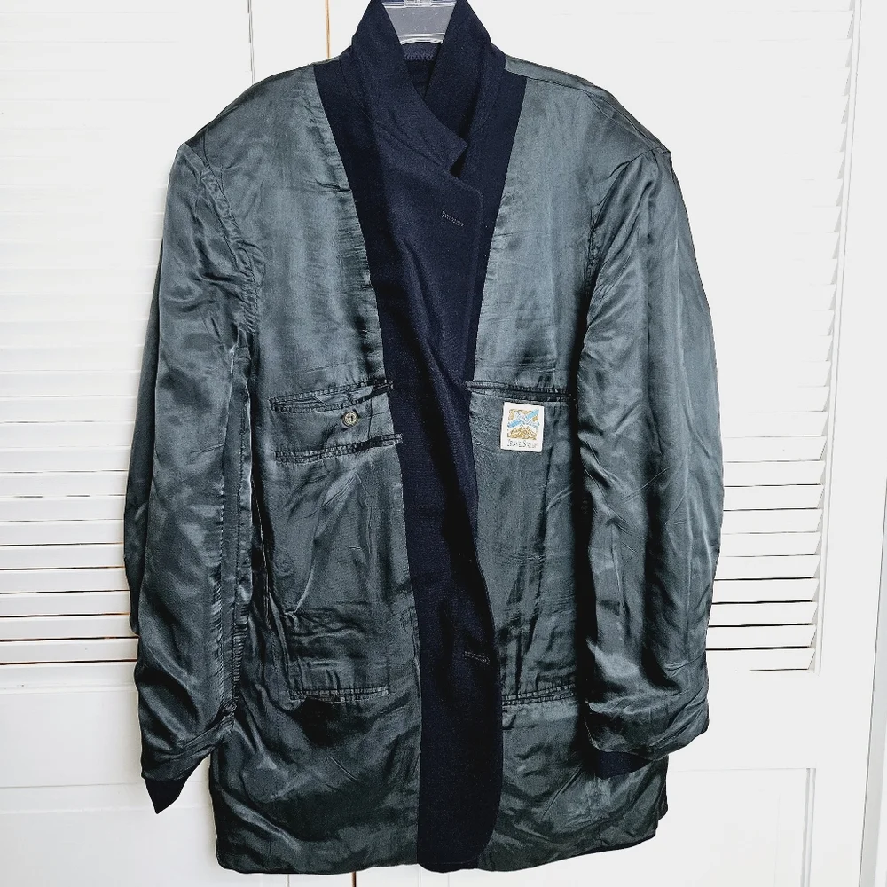 TravelSmith Men's Navy Blue Wool Blend Blazer Size 42L - Picture 12 of 16